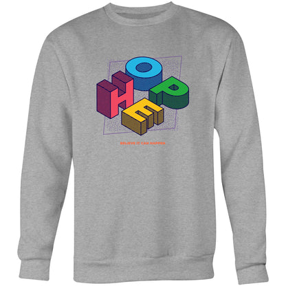 Hope - Crew Sweatshirt Grey Marle Sweatshirt Mens Womens