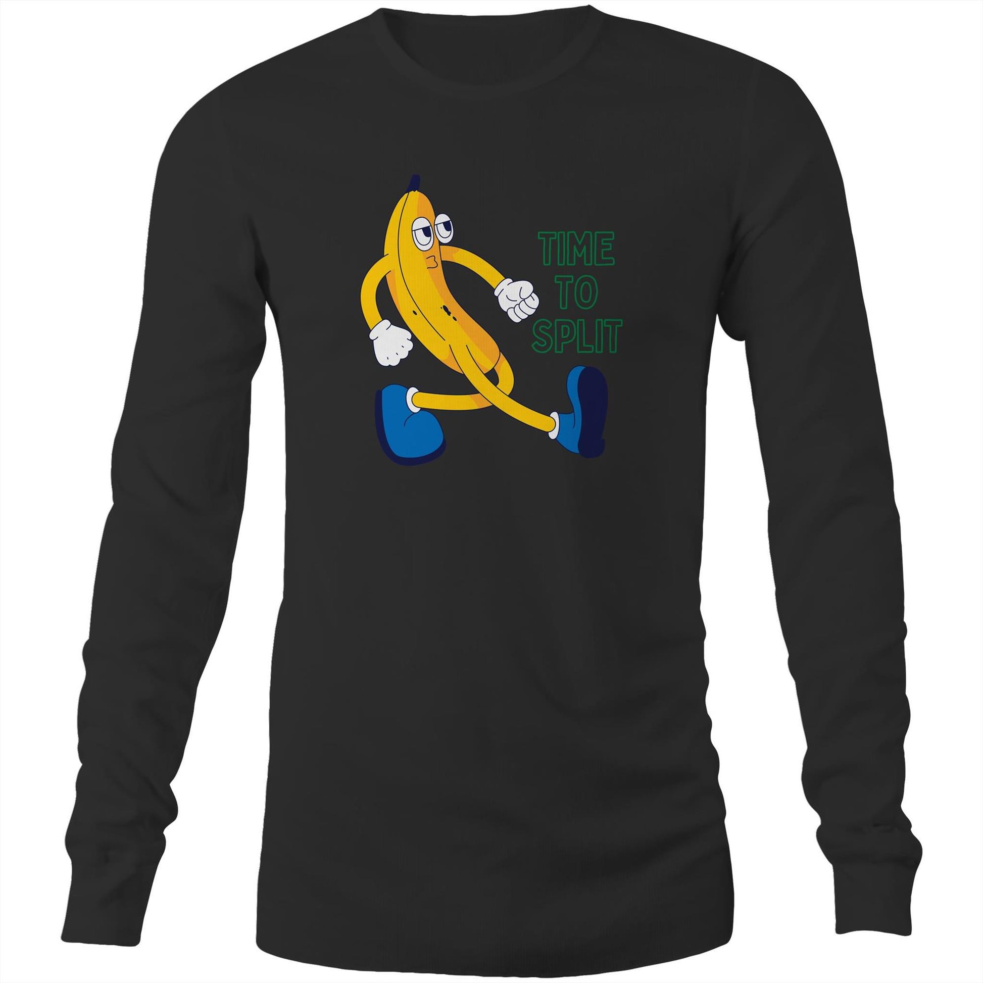 Banana, Time To Split - Long Sleeve T-shirt Black Unisex Long Sleeve T-shirt Funny
