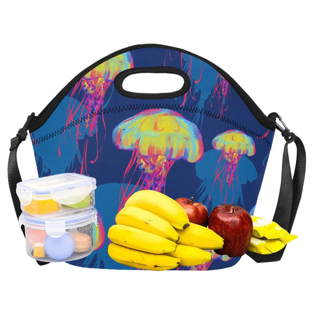 Bright Jellyfish - Neoprene Lunch Bag/Large Neoprene Lunch Bag/Large animal Printed Offshore