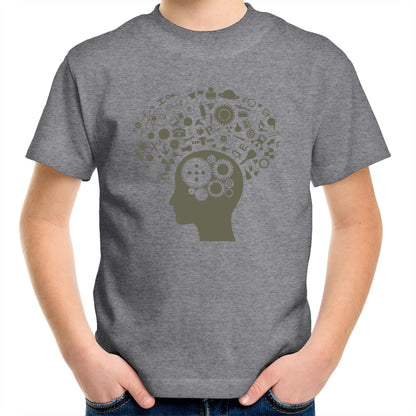 Science Brain - Kids Youth Crew T-Shirt Grey Marle Kids Youth T-shirt Science
