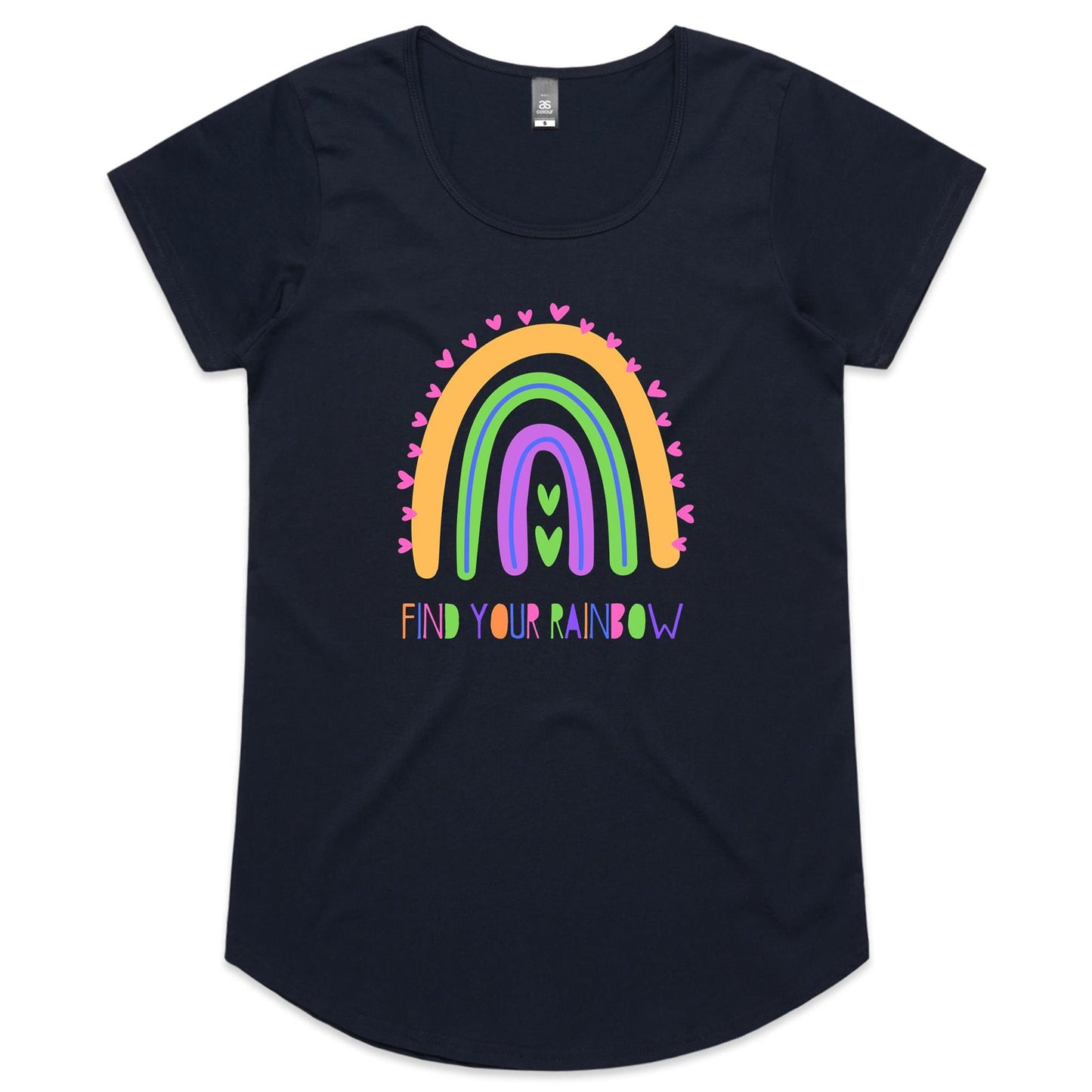 Find Your Rainbow - Womens Scoop Neck T-Shirt Navy Womens Scoop Neck T-shirt Womens