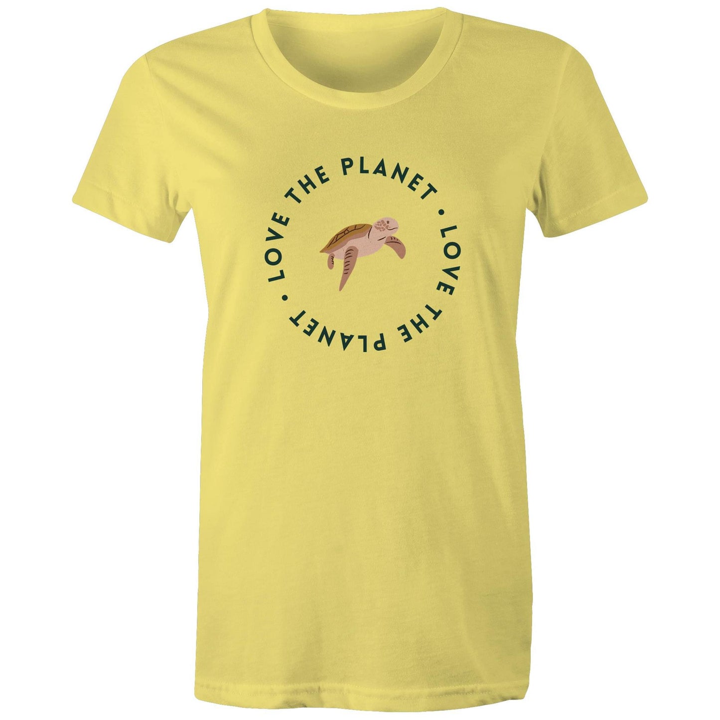 Love The Planet - Womens T-shirt Yellow Womens T-shirt animal Environment