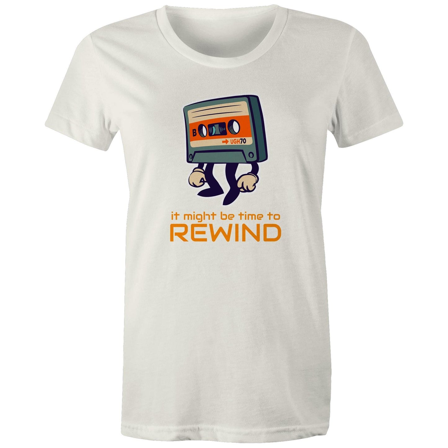 It Might Be Time To Rewind - Womens T-shirt Natural Womens T-shirt Music Retro