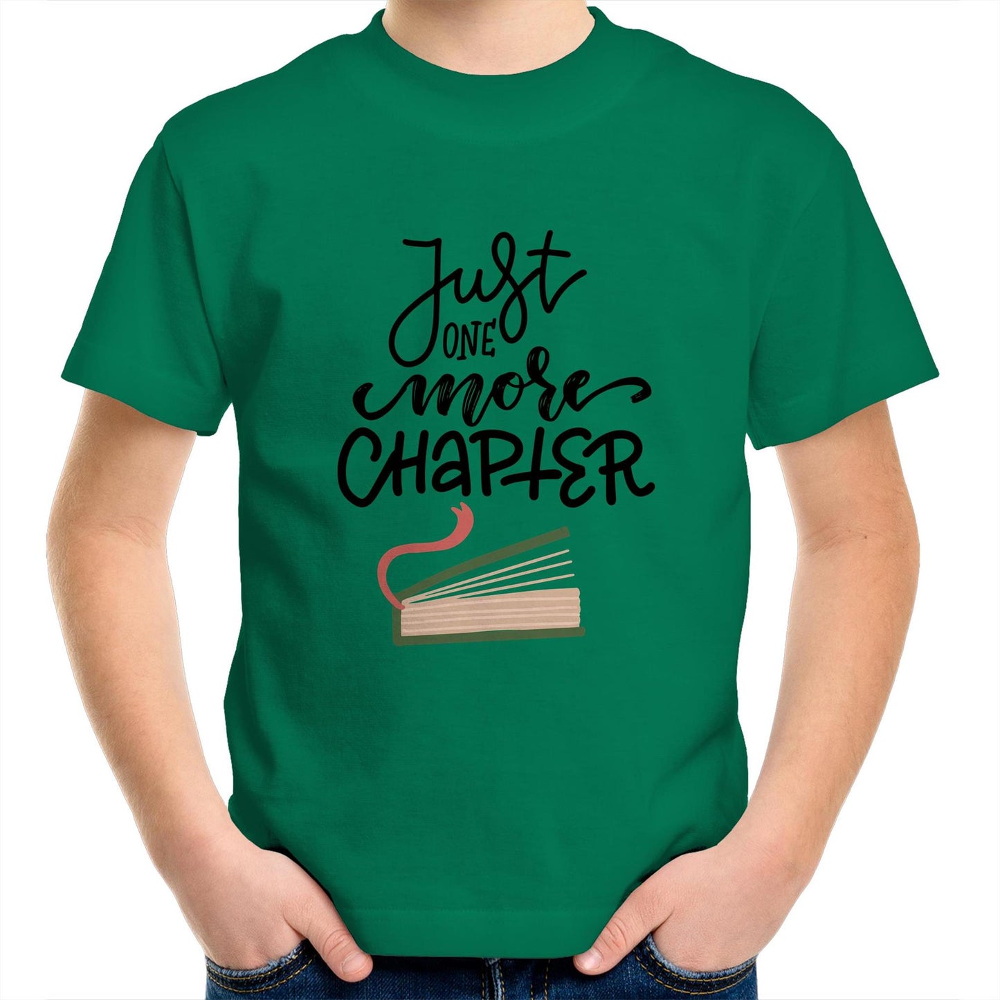 Just One More Chapter - Kids Youth Crew T-Shirt Kelly Green Kids Youth T-shirt Reading