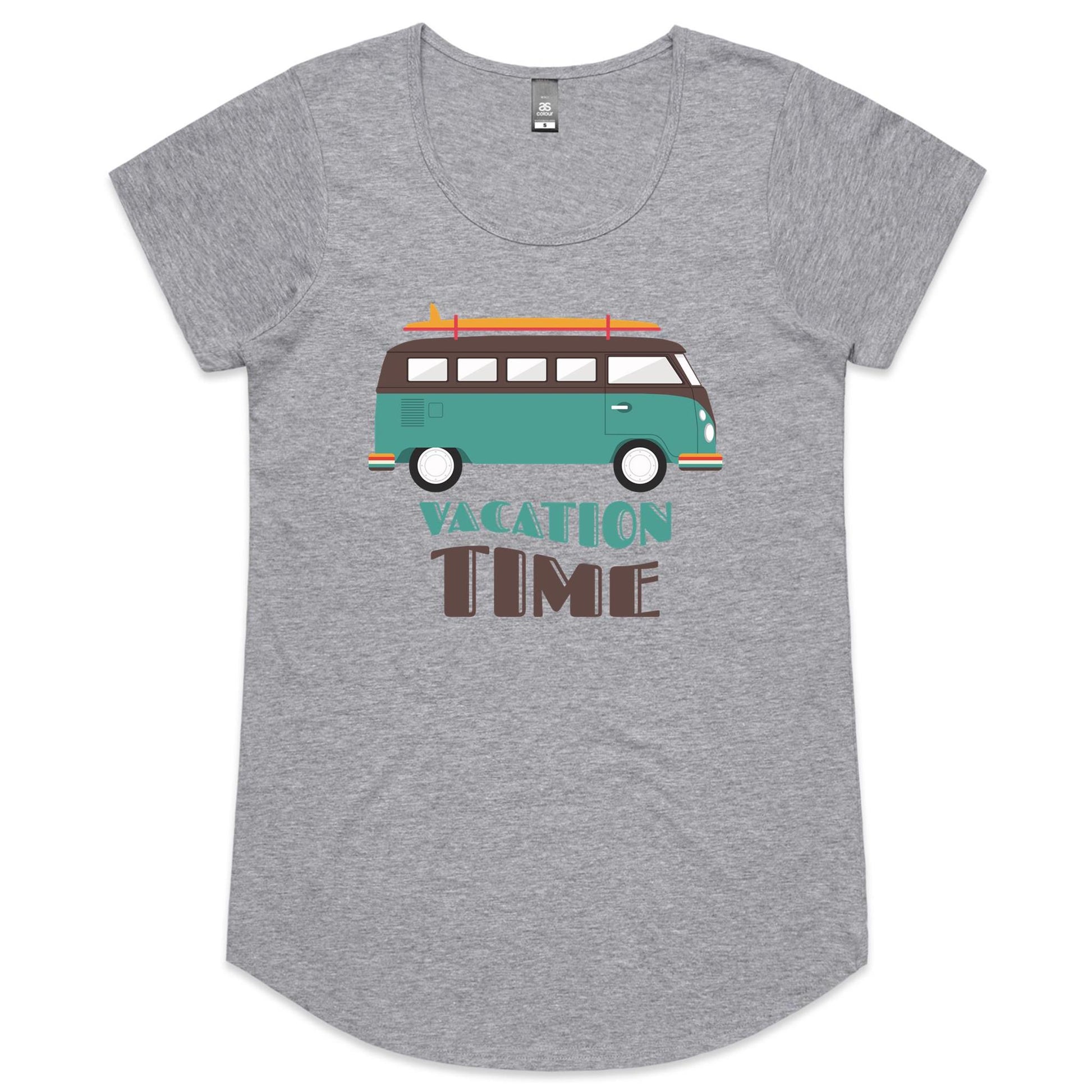 Vacation Time - Womens Scoop Neck T-Shirt Grey Marle Womens Scoop Neck T-shirt Summer Womens