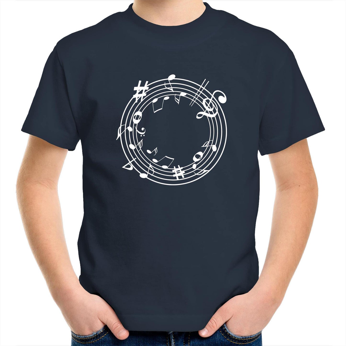 Music Circle - Kids Youth Crew T-Shirt Navy Kids Youth T-shirt Music