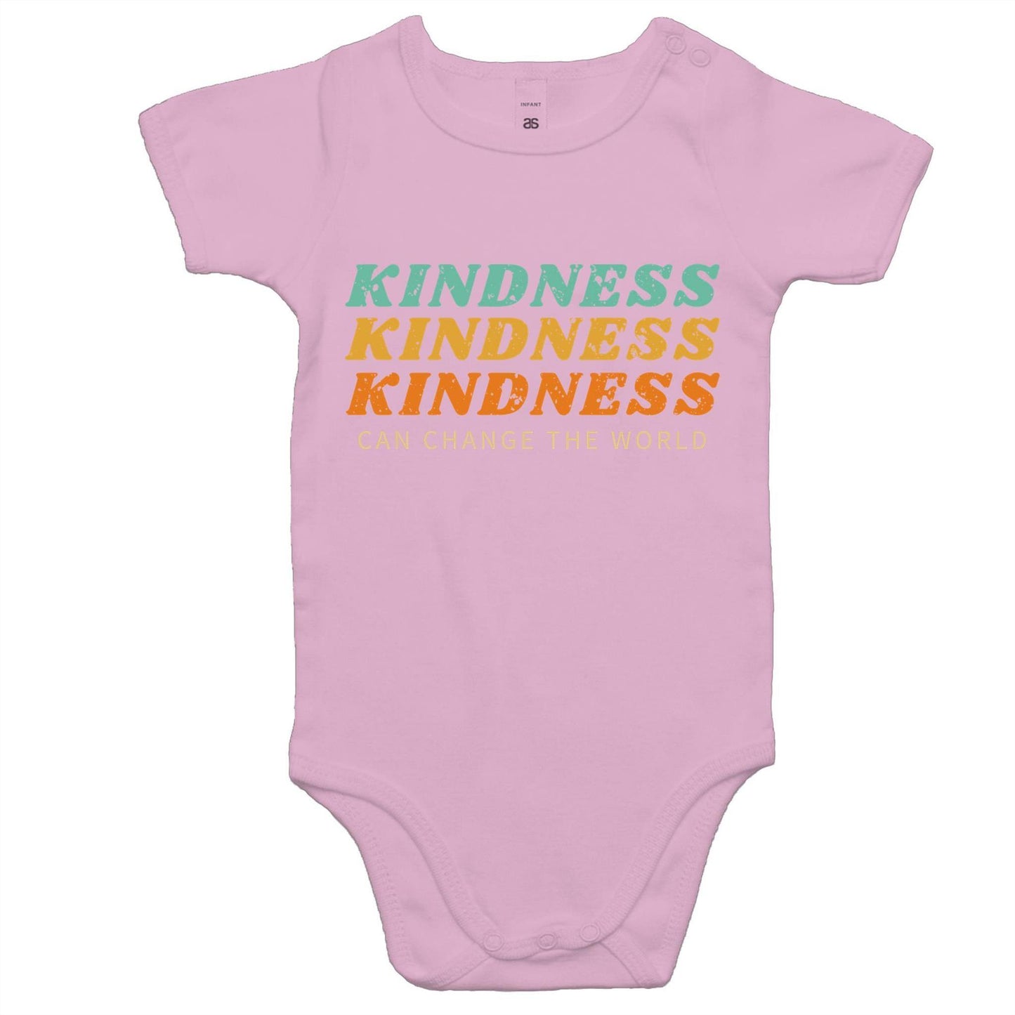 Kindness Can Change The World - Baby Bodysuit Pink Baby Bodysuit kids Retro