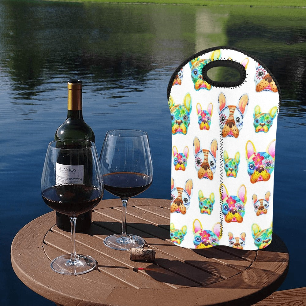 French Bulldog - 2-Bottle Neoprene Wine Bag 2 Bottle Wine Bag Printed Offshore