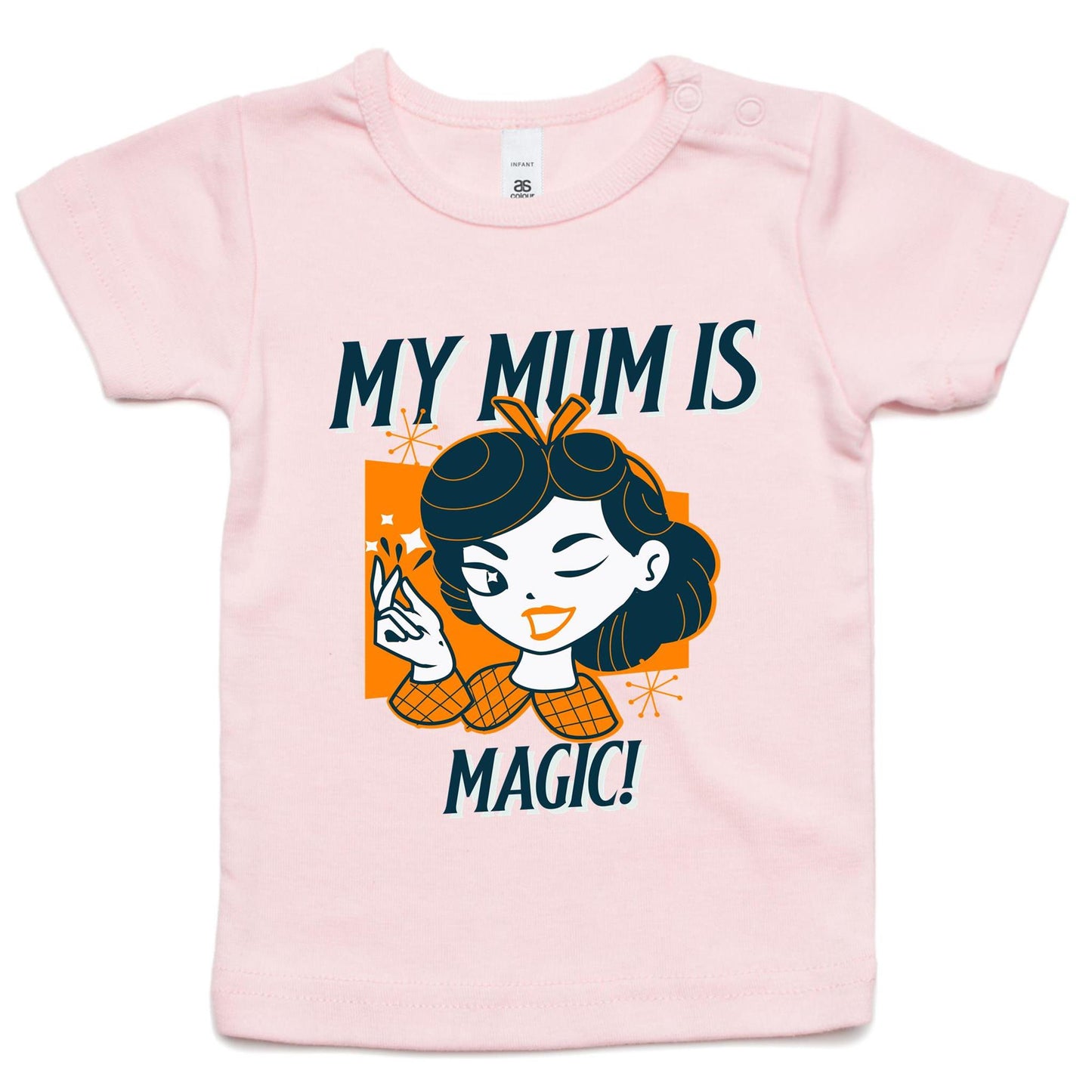 My Mum Is Magic - Baby T-shirt Pink Baby T-shirt Mum Retro