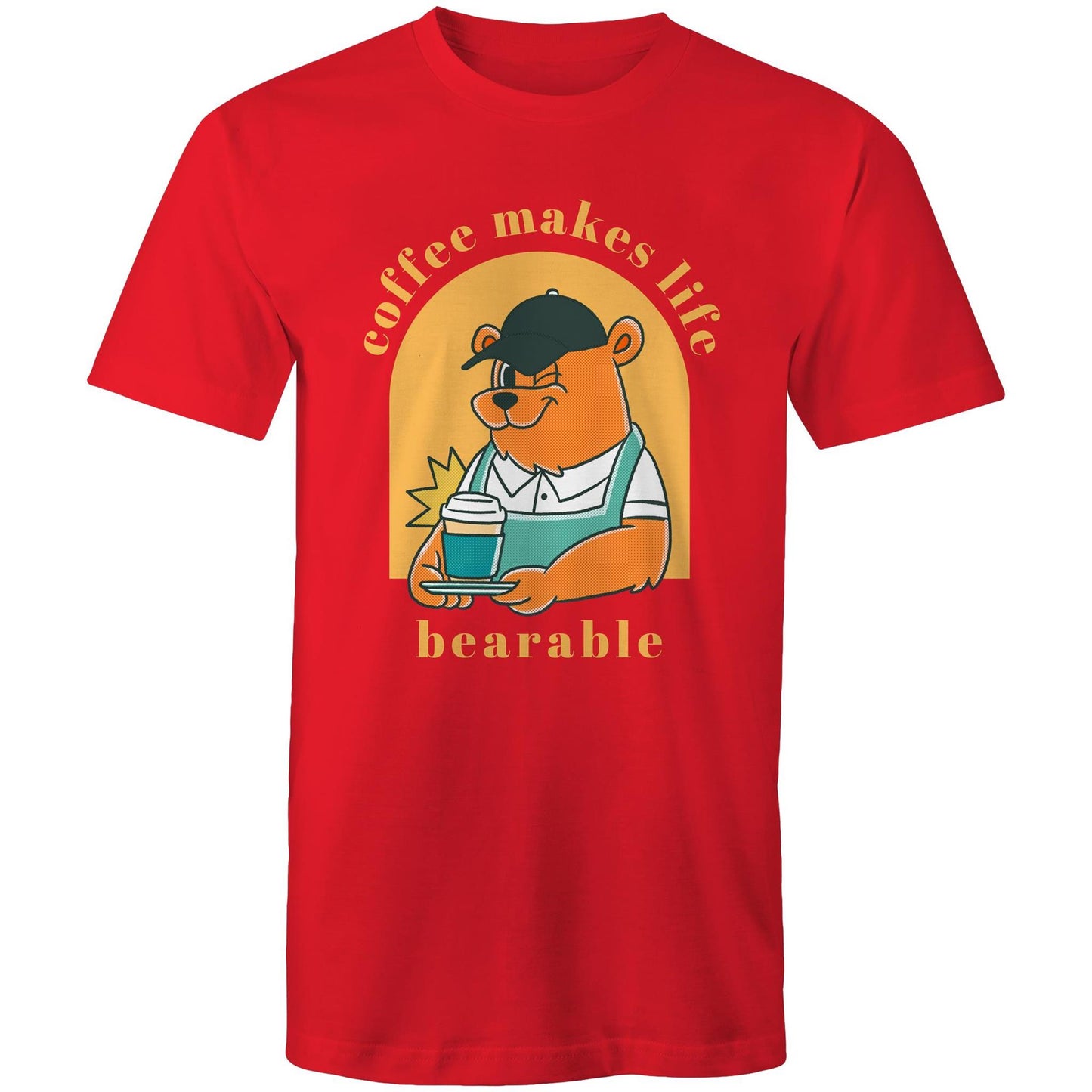 Coffee Makes Life Bearable - Mens T-Shirt Red Mens T-shirt animal Coffee