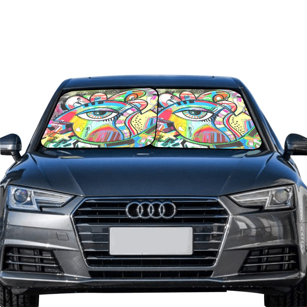 Graffiti Bird - Car Sun Shade 28"x28"x2pcs Car Sun Shade 28"x28"x2pcs Printed Offshore