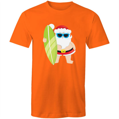 Surf Santa - Mens T-Shirt Orange Christmas Mens T-shirt Merry Christmas