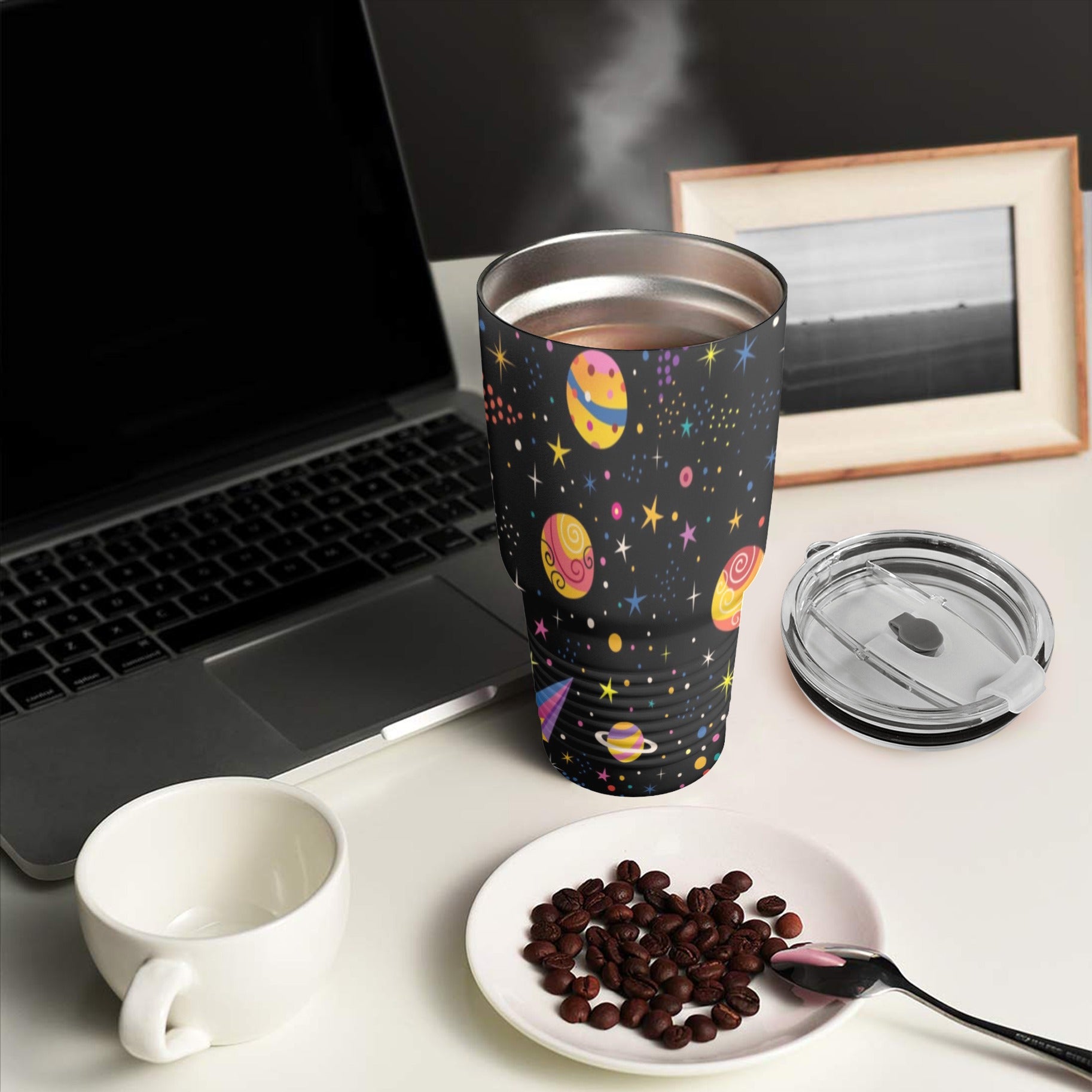 Colourful Space - 30oz Insulated Stainless Steel Mobile Tumbler 30oz Insulated Stainless Steel Mobile Tumbler Space