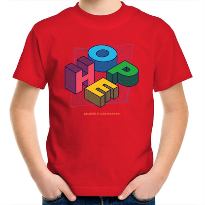 Hope - Kids Youth Crew T-Shirt Red Kids Youth T-shirt Retro