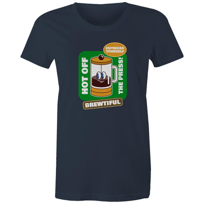 Brewtiful, Espresso Yourself - Womens T-shirt Navy Womens T-shirt Coffee