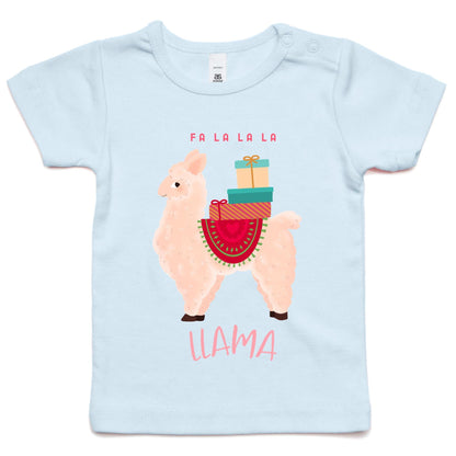 Llama Christmas - Baby T-shirt Powder Blue Christmas Baby T-shirt Merry Christmas