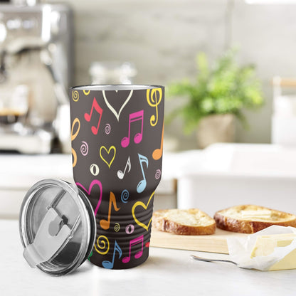 Musical Notes - 30oz Insulated Stainless Steel Mobile Tumbler 30oz Insulated Stainless Steel Mobile Tumbler Music