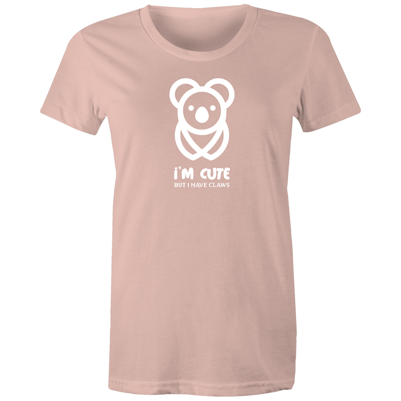 Koala, I'm Cute But I Have Claws - Women's T-shirt Pale Pink Womens T-shirt animal Funny Womens