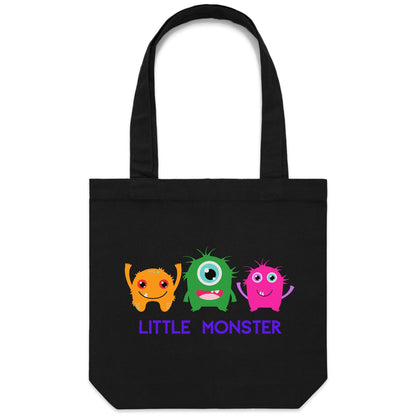 Little Monster - Canvas Tote Bag Black One-Size Tote Bag kids