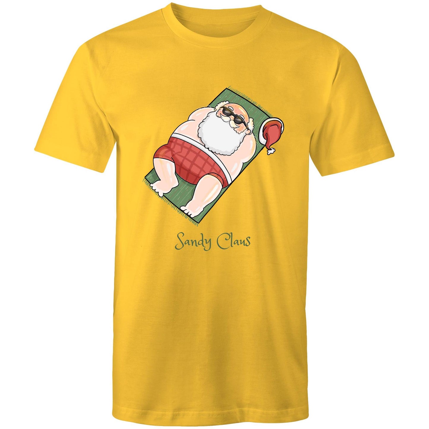Sandy Claus - Mens T-Shirt Yellow Christmas Mens T-shirt Merry Christmas