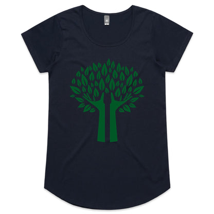 Green Tree - Womens Scoop Neck T-Shirt Navy Womens Scoop Neck T-shirt Environment Plants Womens