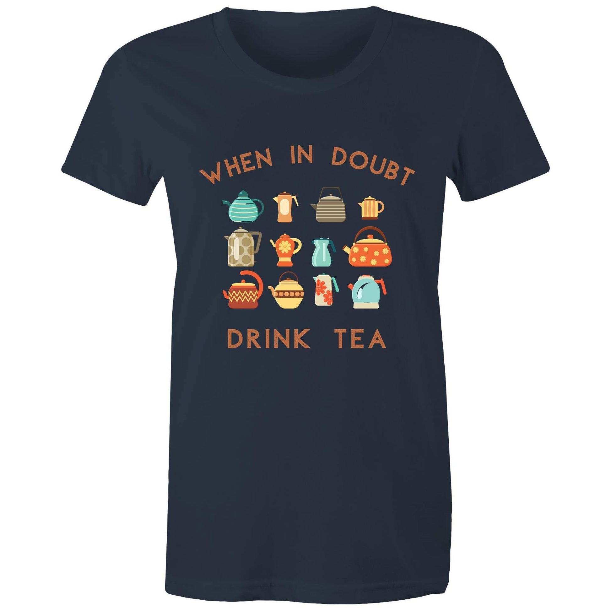 Drink Tea - Womens T-shirt Navy Womens T-shirt Tea Womens