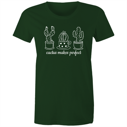 Cactus Makes Perfect - Women's T-shirt Forest Green Womens T-shirt Plants Womens