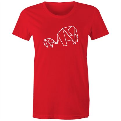 Origami Elephants - Women's T-shirt Red Womens T-shirt animal Womens