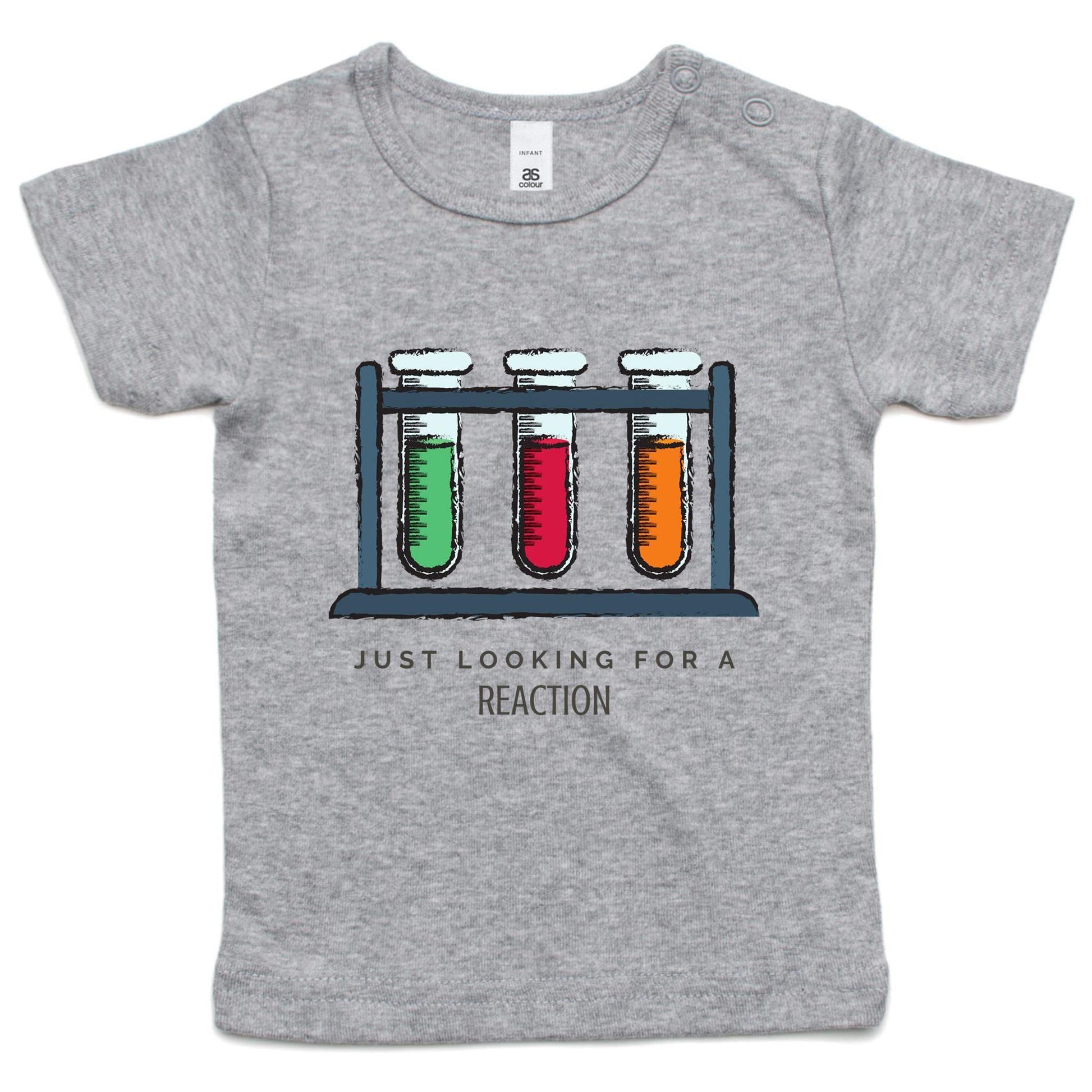 Test Tube, Just Looking For A Reaction - Baby T-shirt Grey Marle Baby T-shirt kids Science