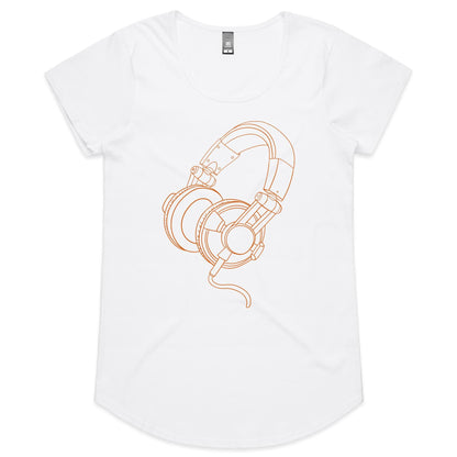 Headphones - Womens Scoop Neck T-Shirt White Womens Scoop Neck T-shirt Music Womens