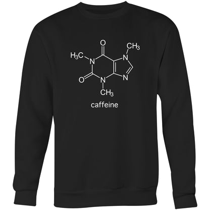 Caffeine Molecule - Crew Sweatshirt Black Sweatshirt Coffee Mens Science Womens