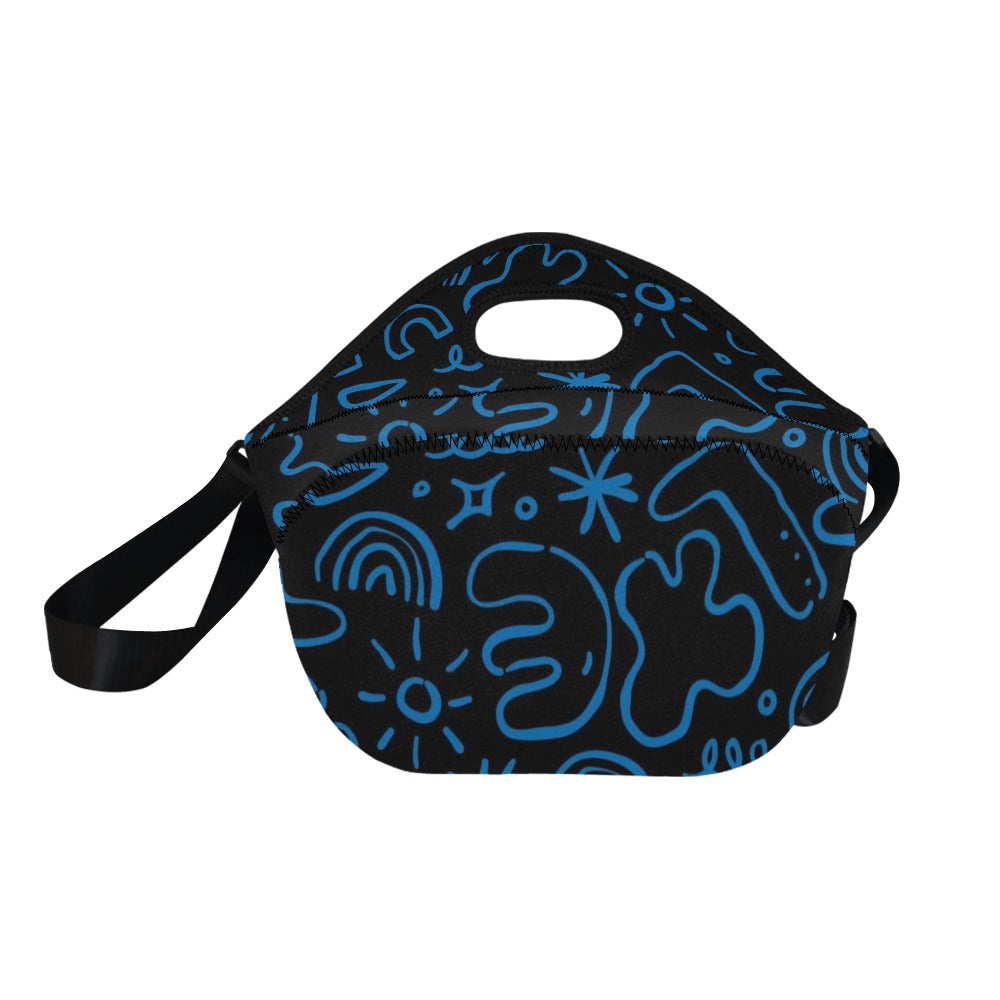 Blue Squiggle - Neoprene Lunch Bag/Large Neoprene Lunch Bag/Large Printed Offshore