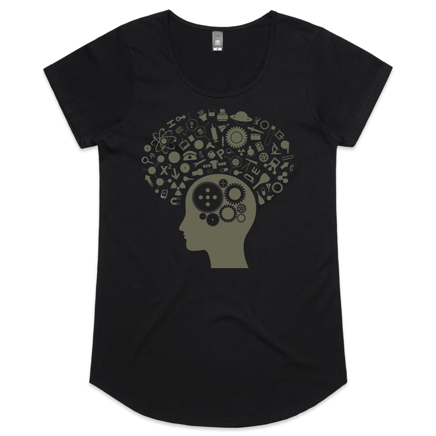Science Brain - Womens Scoop Neck T-Shirt Black Womens Scoop Neck T-shirt Funny Science Womens