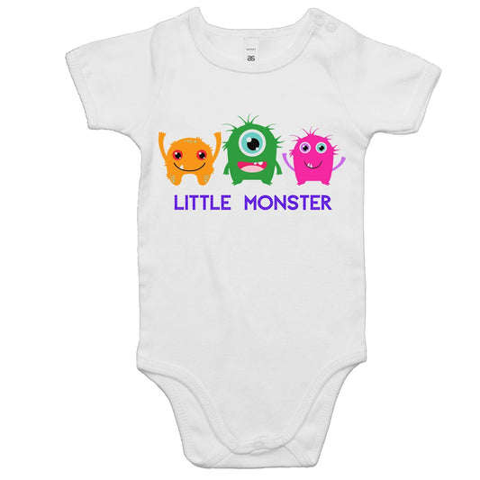 Little Monster - Baby Bodysuit White Baby Bodysuit comic Funny kids Sci Fi Space