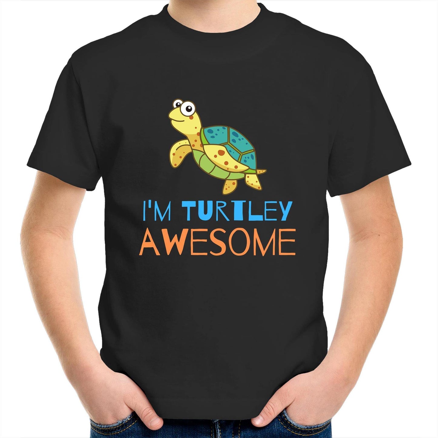 I'm Turtley Awesome - Kids Youth Crew T-Shirt Black Kids Youth T-shirt animal