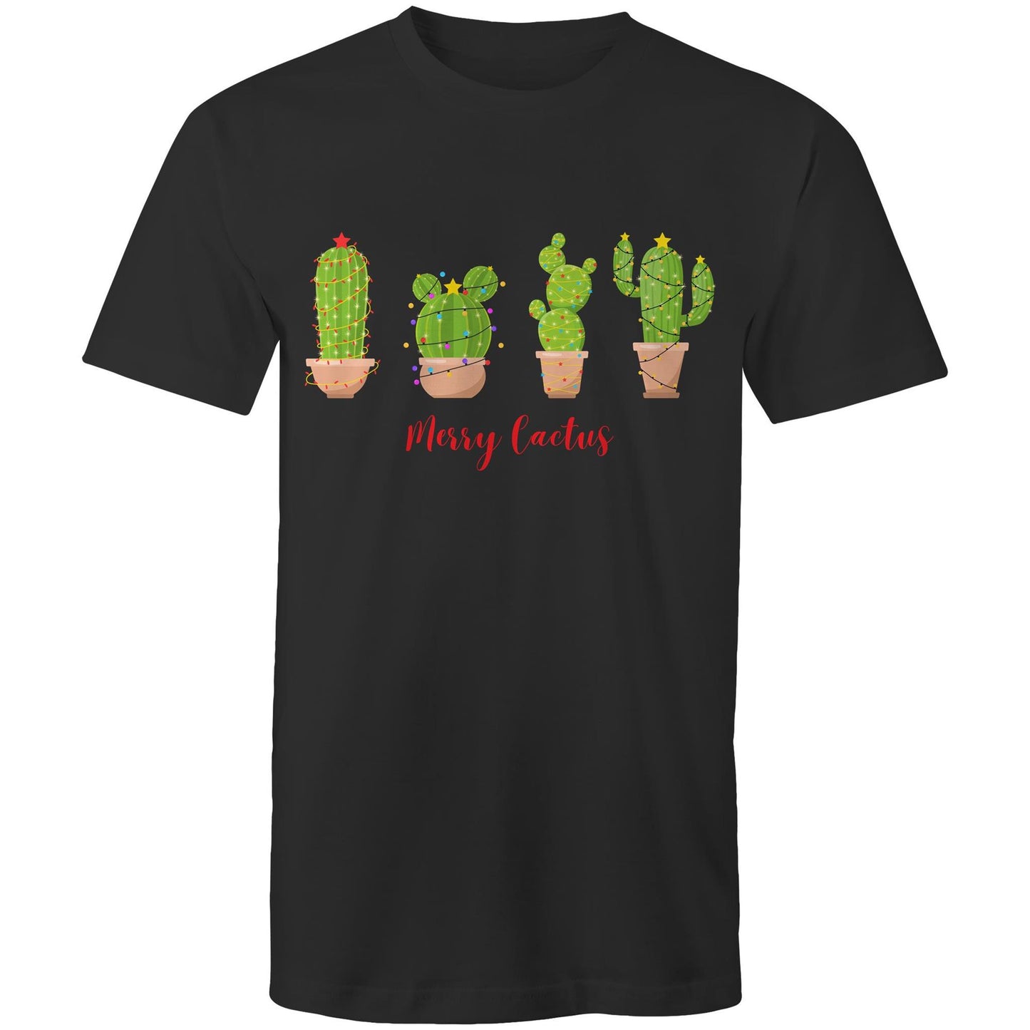 Merry Cactus - Mens T-Shirt Black Christmas Mens T-shirt Merry Christmas