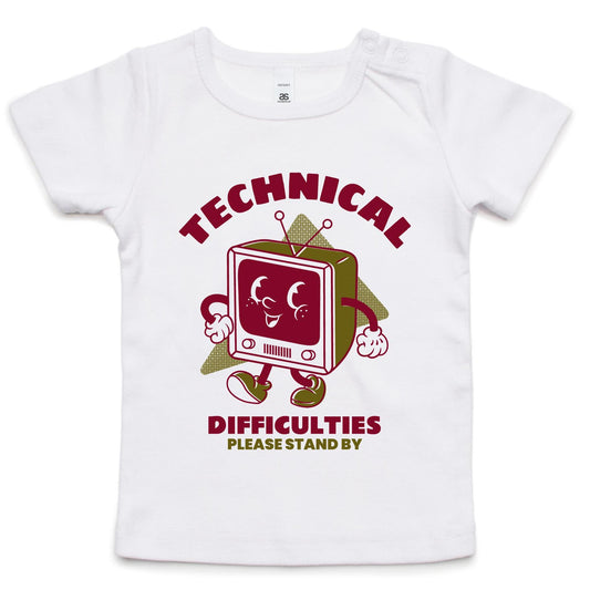 Retro TV Technical Difficulties - Baby T-shirt White Baby T-shirt Retro Tech