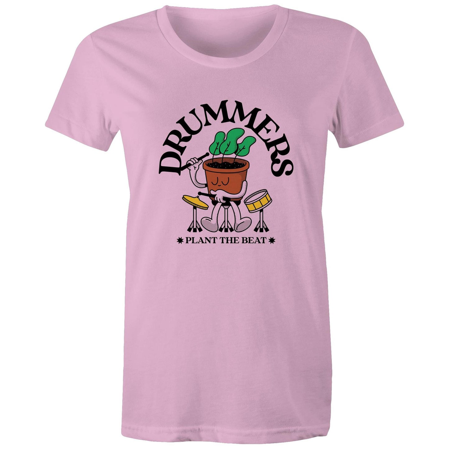 Drummers - Womens T-shirt Pink Womens T-shirt Music Plants