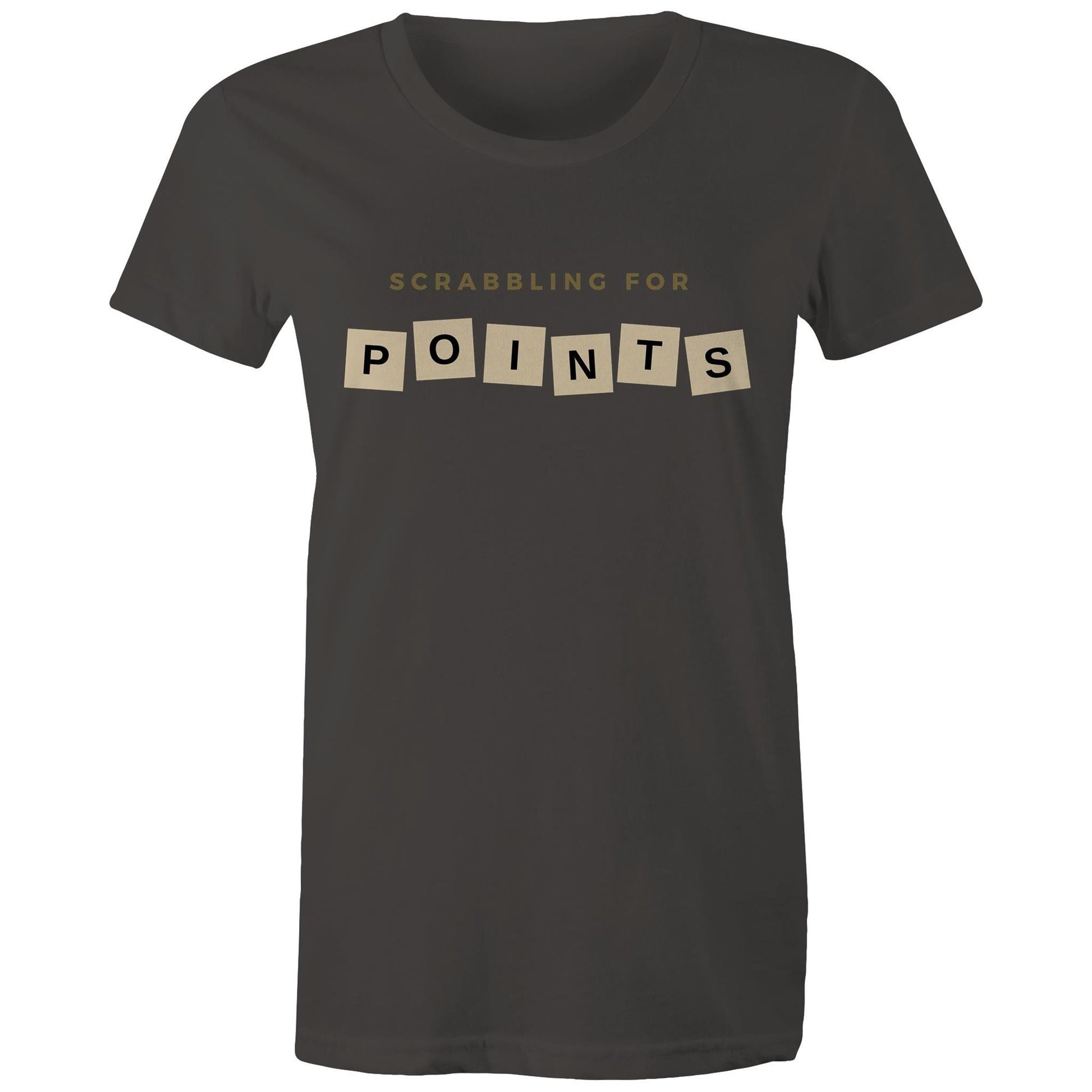 Scrabbling For Points - Womens T-shirt Charcoal Womens T-shirt Games