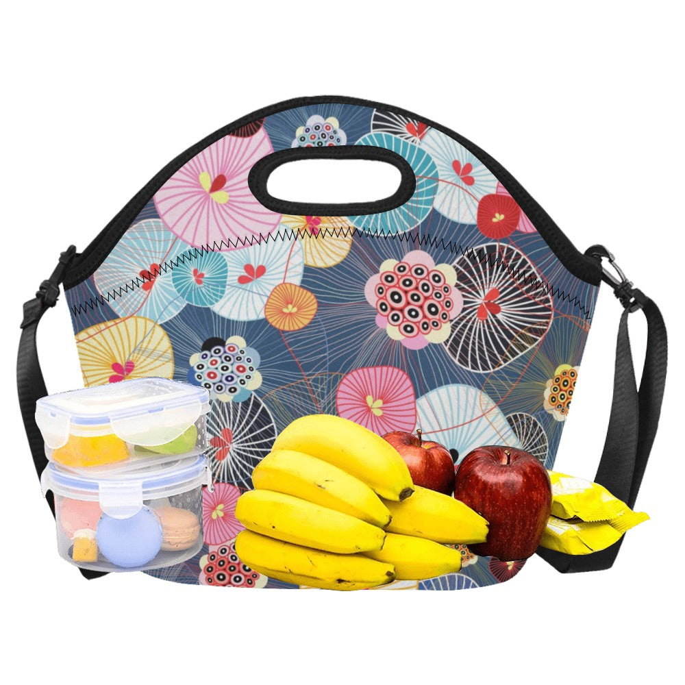 Abstract Floral - Neoprene Lunch Bag/Large Neoprene Lunch Bag/Large Plants Printed Offshore