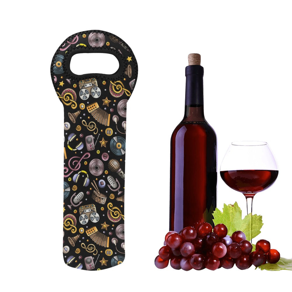 Retro Music Mix - Neoprene Wine Bag Wine Bag Printed Offshore