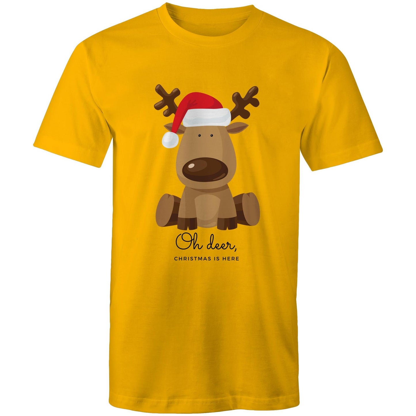 Oh Deer, Christmas Is Here - Mens T-Shirt Gold Christmas Mens T-shirt Merry Christmas