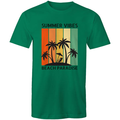 Beach Paradise - Mens T-Shirt Kelly Green Mens T-shirt Summer Surf