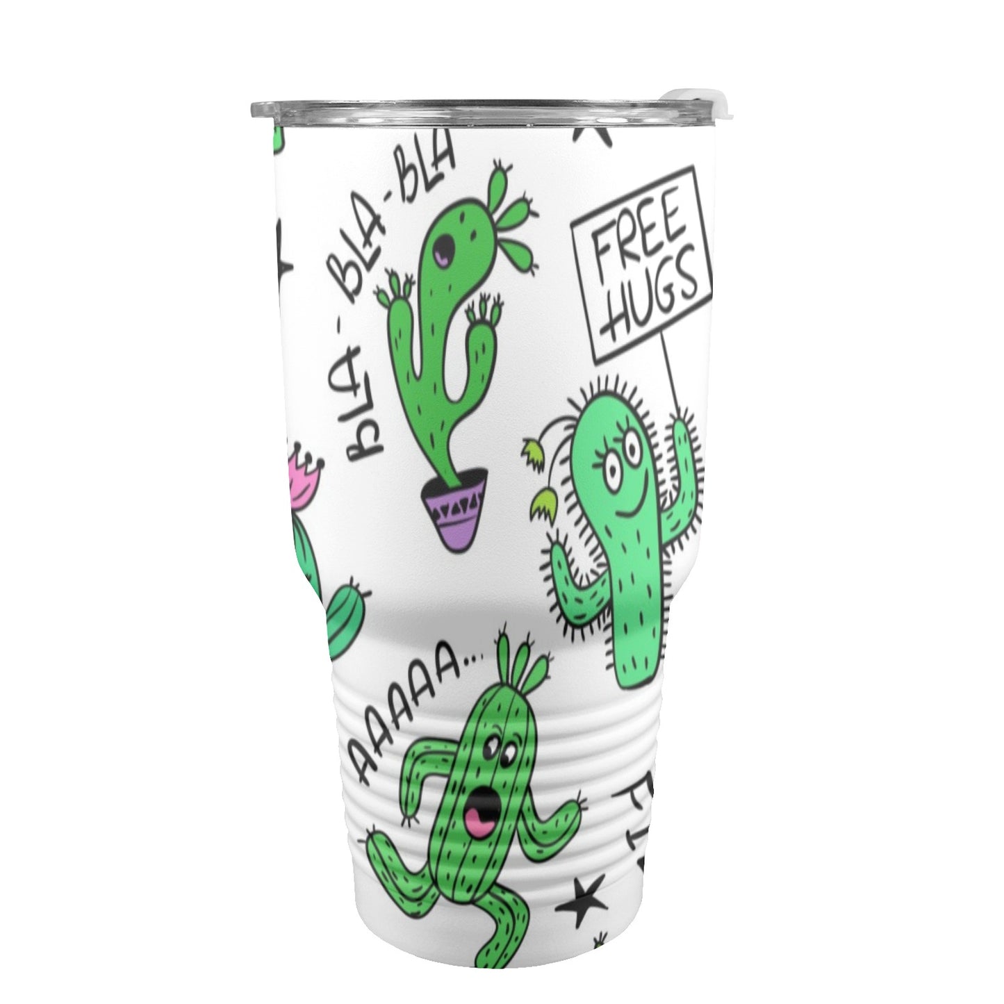 Chatty Cactus - 30oz Insulated Stainless Steel Mobile Tumbler 30oz Insulated Stainless Steel Mobile Tumbler Plants Printed Offshore