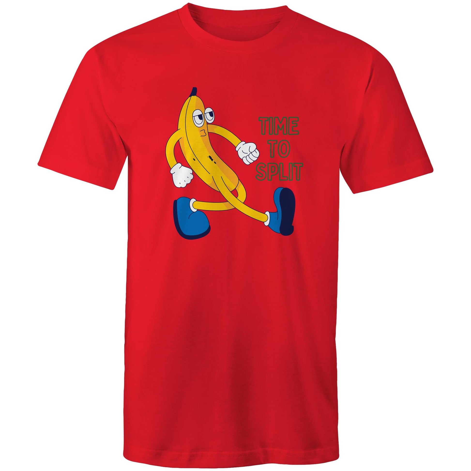Banana, Time To Split - Mens T-Shirt Red Mens T-shirt Funny