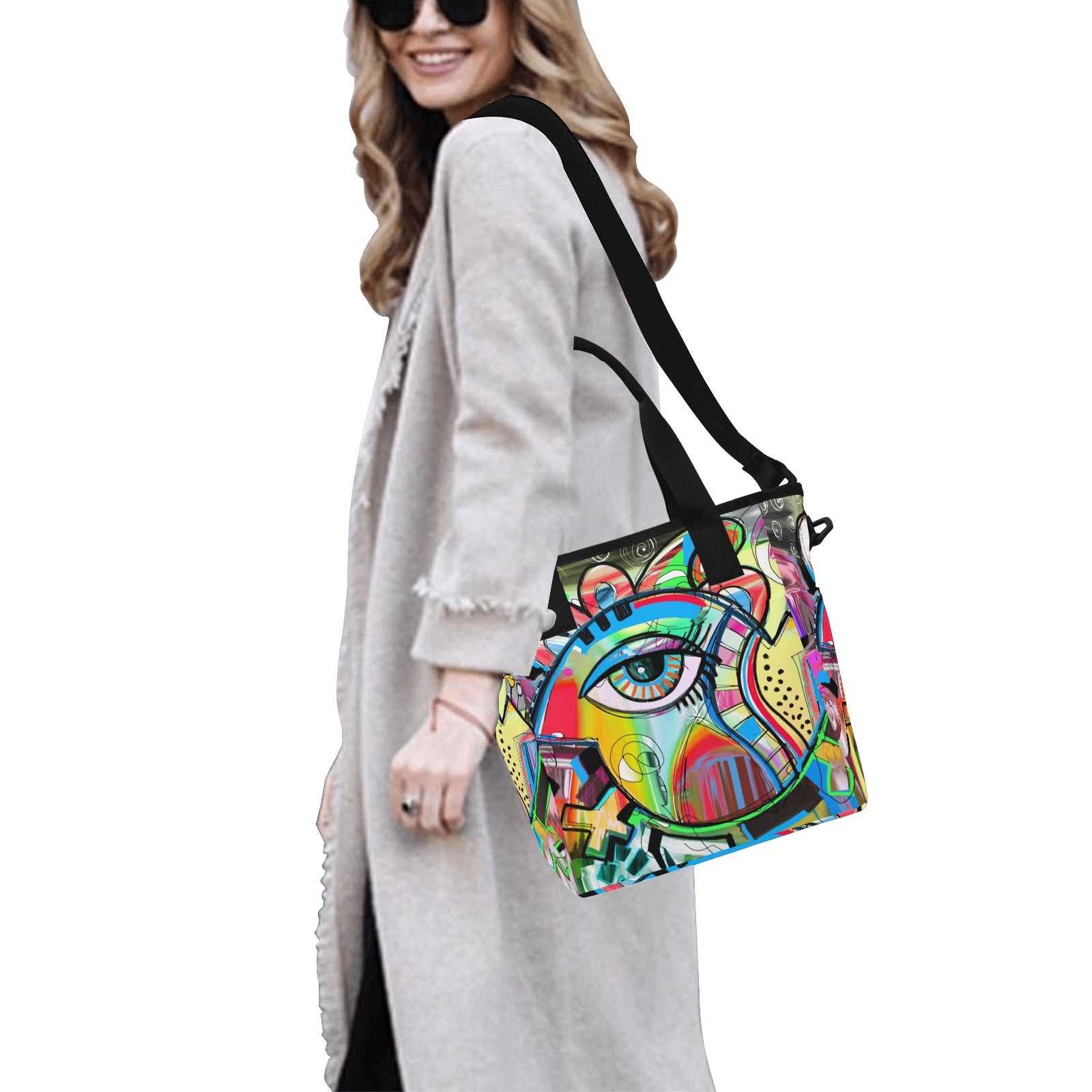 Graffiti Bird - Tote Bag with Shoulder Strap Nylon Tote Bag