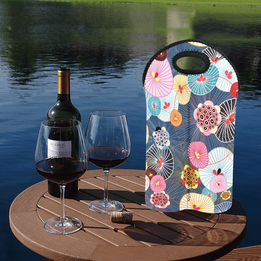 Abstract Floral - 2-Bottle Neoprene Wine Bag 2 Bottle Wine Bag