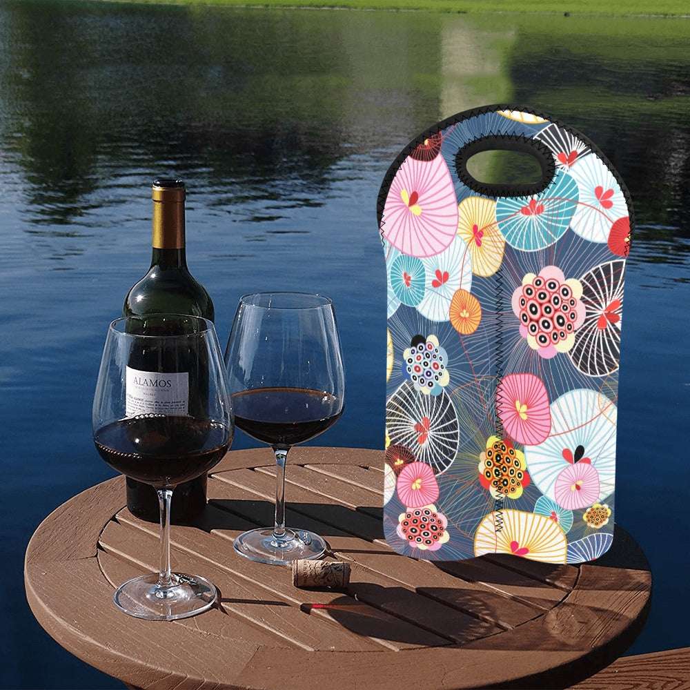 Abstract Floral - 2-Bottle Neoprene Wine Bag 2 Bottle Wine Bag Printed Offshore