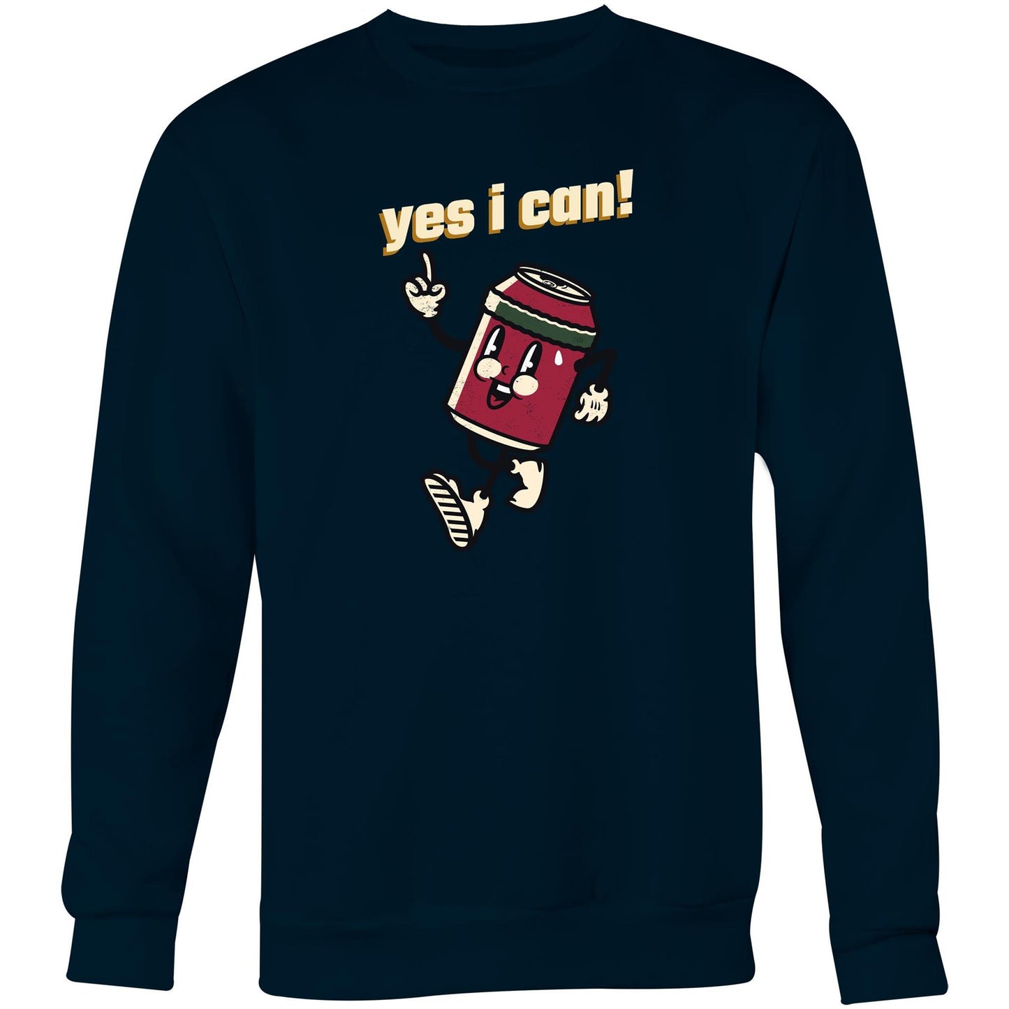 Yes I Can! - Crew Sweatshirt Navy Sweatshirt Motivation Retro
