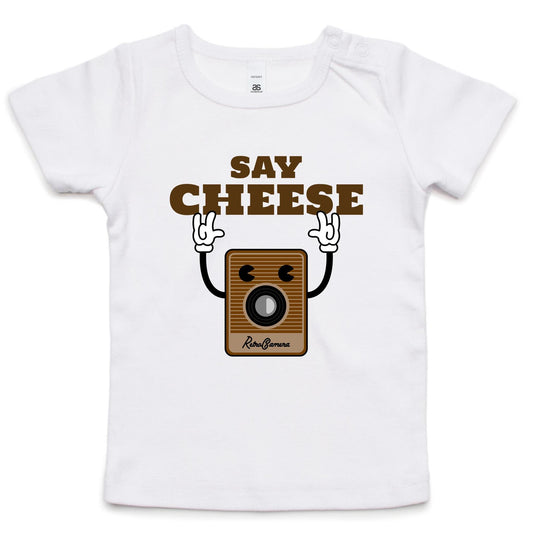 Say Cheese, Retro Camera - Baby T-shirt White Baby T-shirt Retro Tech